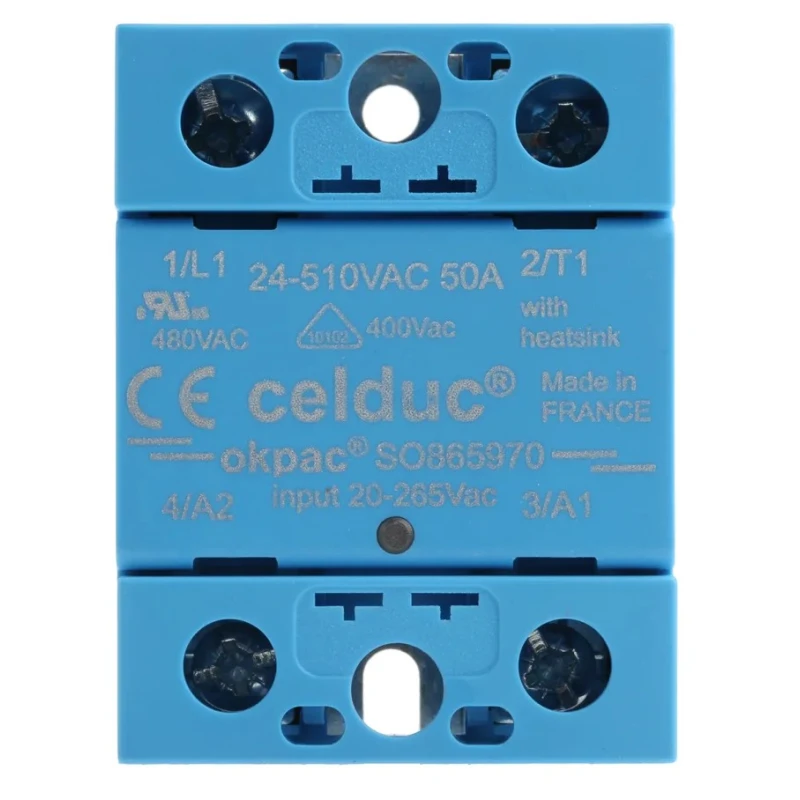 Celduc SO8 Series Solid State Relay, 60 A Load, DIN Rail Mount, 510 Vrms Load, 265V Control SO865970