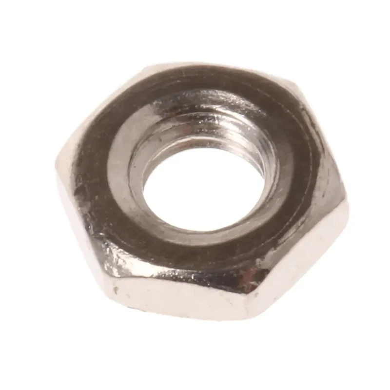 RS PRO Nickel Brass Hex Nut M3, Half Type, Nickel Plated, Overall Height 1.80mm, DIN 439 B 483-0338