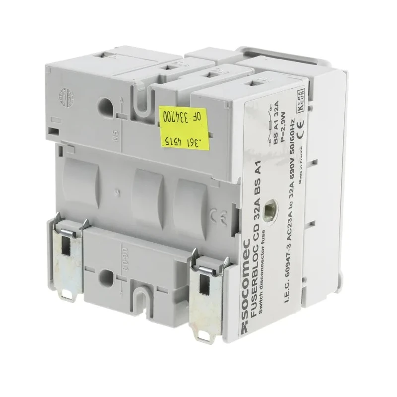 Socomec Enclosed 3-Pole Fuse Switch Disconnector 32 A IP65/IP55 FUSERBLOC Series 3641 3001