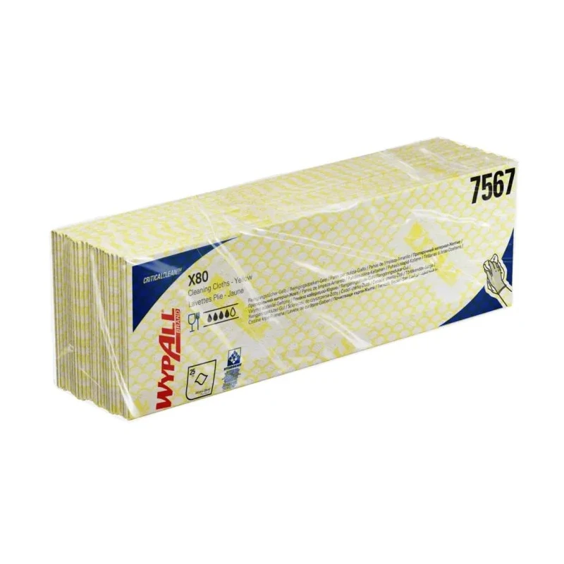 WYPALL WypAll Yellow Cloths for Industrial Cleaning Dry Use Pack of 25 Per Pack 420 x 360 mm 7567