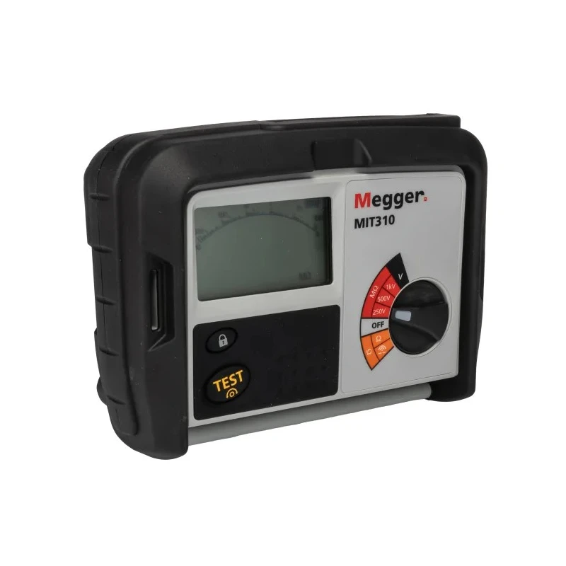 Megger Insulation & Continuity Tester 250 V Min, 1 kV Max, 1 mA Test Current, LCD Display MIT310