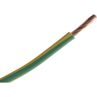 RS PRO Green, Yellow 10 mm² Hook Up Wire, 7 AWG, 80/0.4 mm Core Strands, 25 m Length, Polyvinyl Chloride Jacket 516-8000