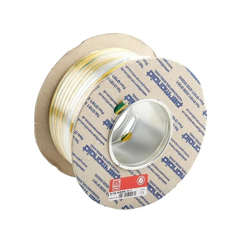 RS PRO Green, Yellow 10 mm² Hook Up Wire, 7 AWG, 80/0.4 mm Core Strands, 25 m Length, Polyvinyl Chloride Jacket 516-8000
