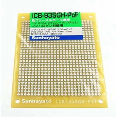 Sunhayato 2 Sided Matrix Board FR4 Epoxy Glass Fabric Laminate 0.9 mm Hole Diameter 95 mm x 72 mm ICB-93SGH-PBF