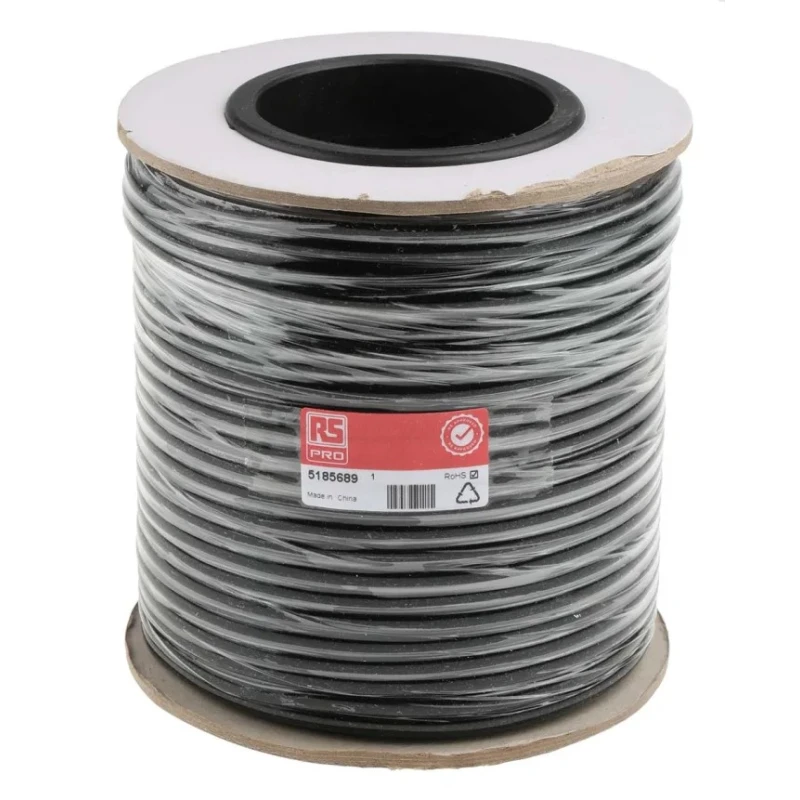 RS PRO 4 Core Telephone Cable, 7 x 0.127 mm Strand, Black PVC Sheath, 100 m Length 518-5689
