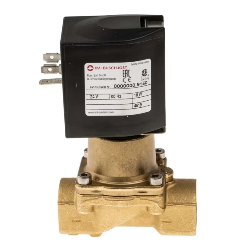 Buschjost 2 Port Normally Closed Brass Solenoid Valve 1/2 in Threaded, 24V DC 8254200.9151.02400
