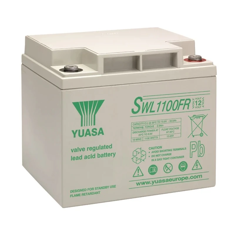 Yuasa 12 V Sealed Lead Acid Battery 39.6 Ah AGM, Flame Retardant ABS Case, 165mm x 170mm SWL1100-12FR