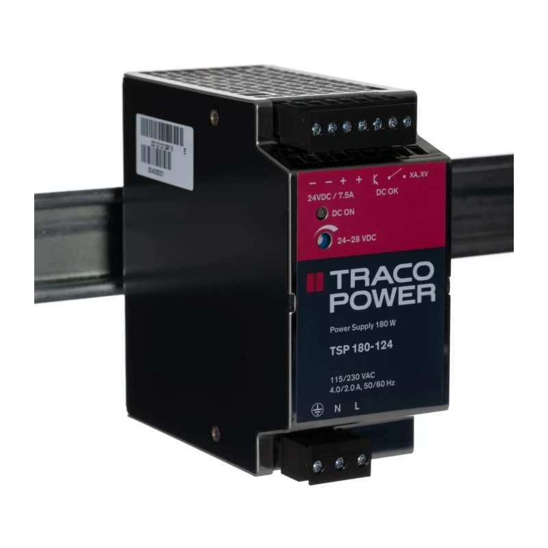 TRACOPOWER Switched Mode DIN Rail Power Supply 132V AC Input 28V DC 7.5A Output 180W TSP 180-124