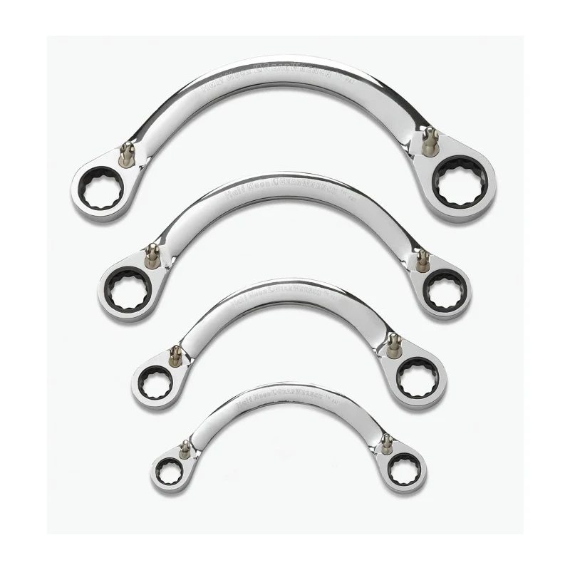 RS PRO Ratchet Spanner Set 4-Piece 3/8 x 7/16 To 3/4 x 7/8 in Chrome Vanadium Steel 537-5905