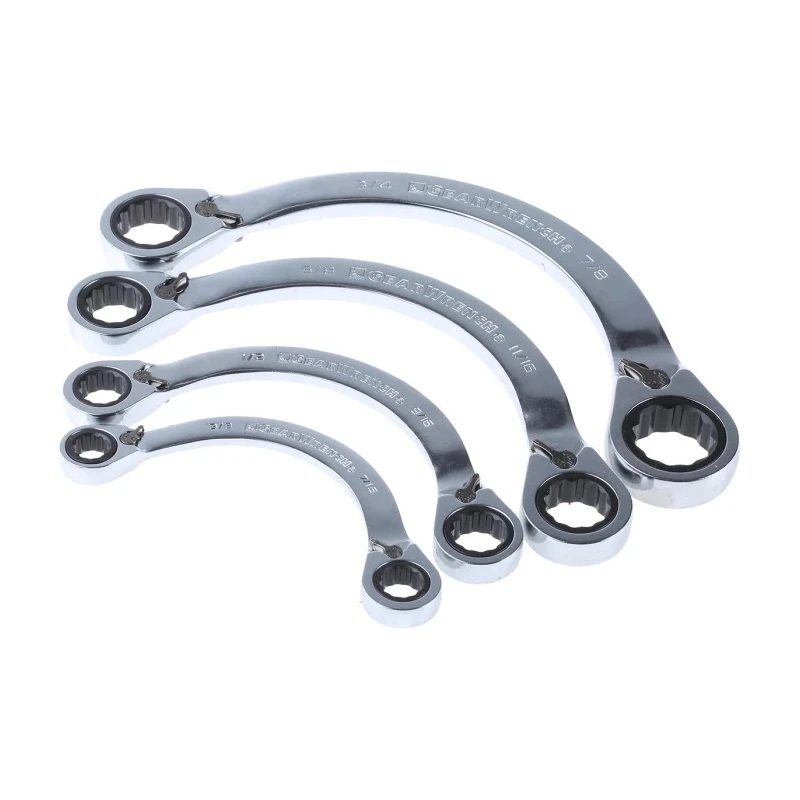 RS PRO Ratchet Spanner Set 4-Piece 3/8 x 7/16 To 3/4 x 7/8 in Chrome Vanadium Steel 537-5905