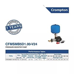 Crompton CFMSMB5D1.00-V24 Single Phase 1 HP Booster Pressure Pump with Tank