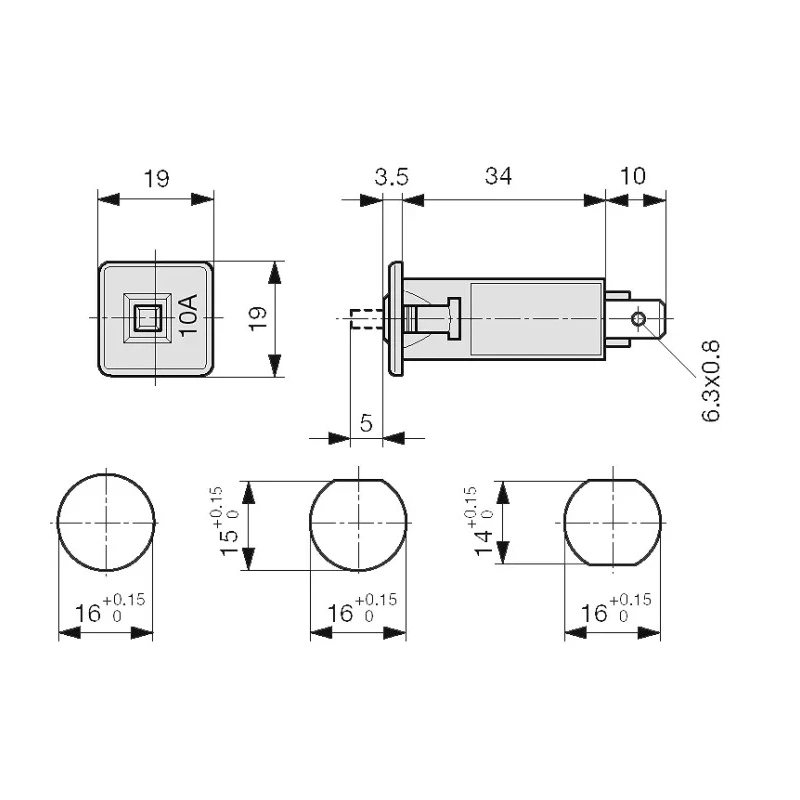 Schurter Thermal Magnetic Circuit Breaker 5A Current Rating 1-Pole Panel Mount 240V AC 32V DC 4404.0007