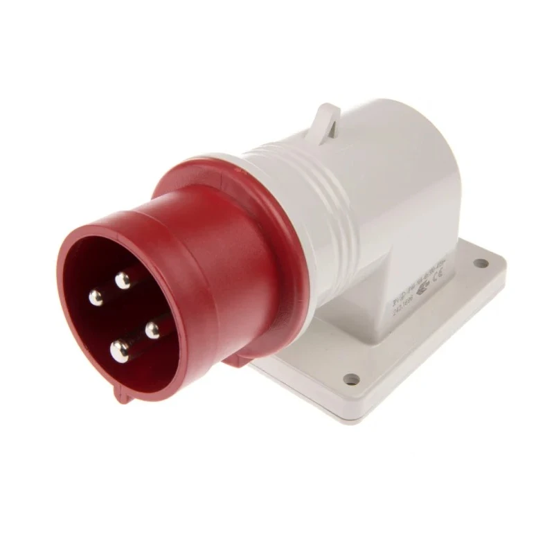 Scame IP44 Red Wall Mount Industrial Power Connector 3P+PE 16A 415V Right Angle IP44 IP44