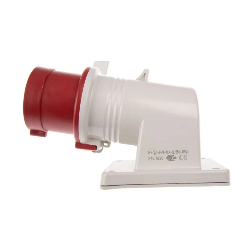 Scame IP44 Red Wall Mount Industrial Power Connector 3P+PE 16A 415V Right Angle IP44 IP44