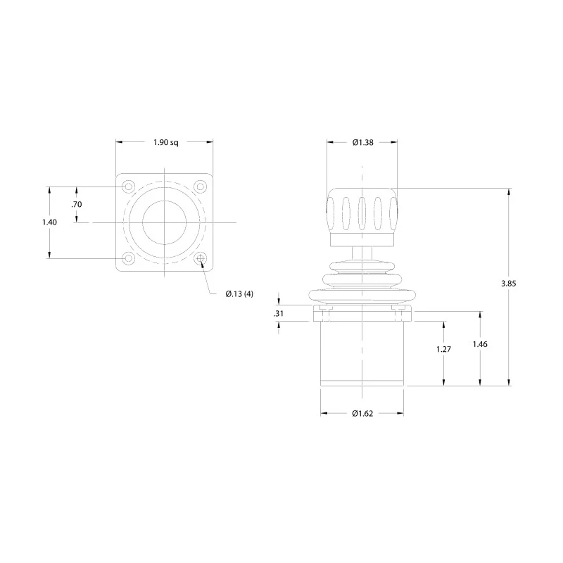 CH Products 3-Axis Hall Effect Joystick Knob IP68, IP65, 5 V dc, 10mA HFX-3600-034