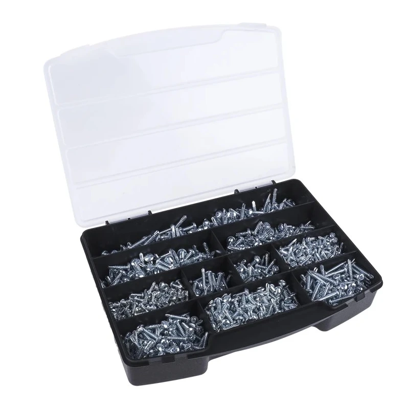 RS PRO Steel 1190 Piece Phillips Drive Self-Tapping Screw Bolt Kit 9-25mm Bright Zinc 534-9552