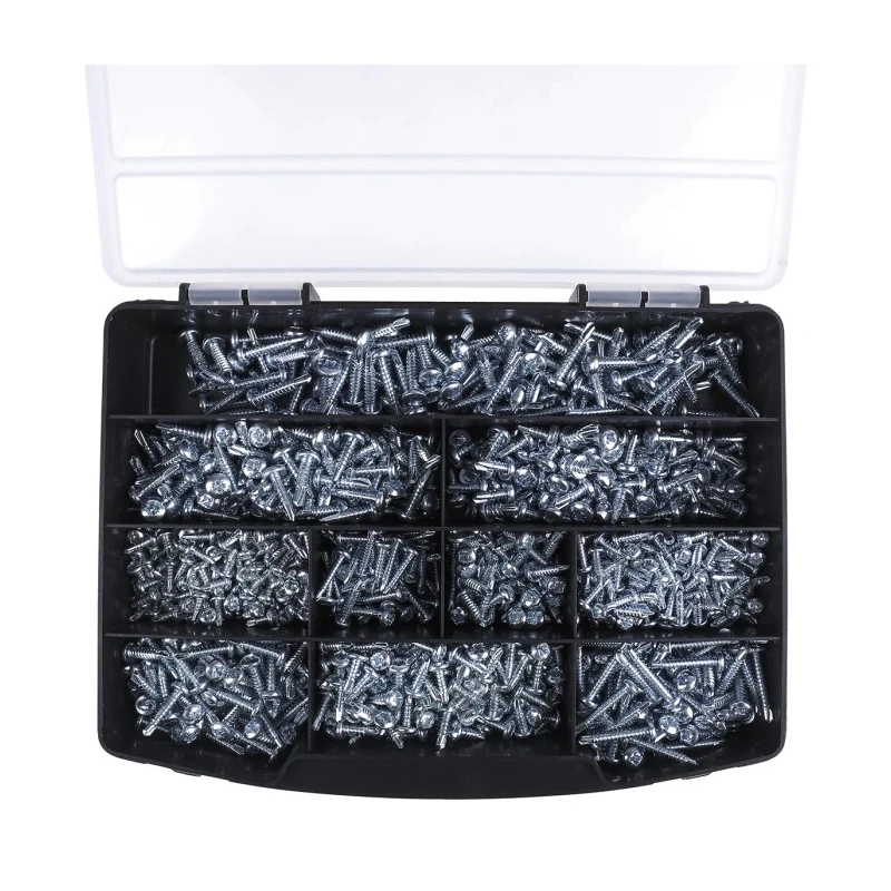 RS PRO Steel 1190 Piece Phillips Drive Self-Tapping Screw Bolt Kit 9-25mm Bright Zinc 534-9552
