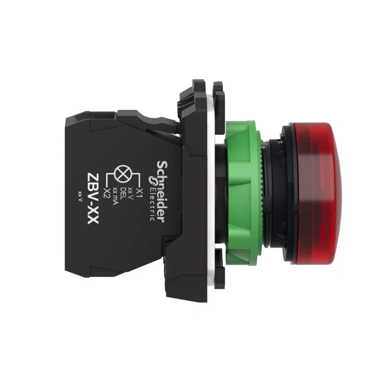 Schneider Electric Panel Mount Red LED Pilot Light Harmony XB5 22 mm Cutout 250V IP66 IP67 Round XB5AV64