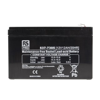 RS PRO 12 V T1 Sealed Lead Acid Battery 12 Ah AGM Construction 95mm x 151mm 537-7305