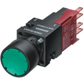 Siemens 3SB2 Series Illuminated Push Button Switch Momentary Panel Mount 16 mm Cutout IP65 250V dc 250V ac 3SB2226-0AE01