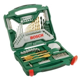 Bosch 70-Piece Twist Drill Bit Set for Multi-Material, HSS, 1.5 mm Min to 32 mm Max, Titanium-Coated Steel 2607019329