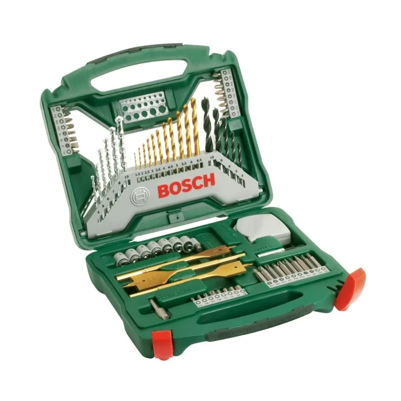 Bosch 70-Piece Twist Drill Bit Set for Multi-Material, HSS, 1.5 mm Min to 32 mm Max, Titanium-Coated Steel 2607019329