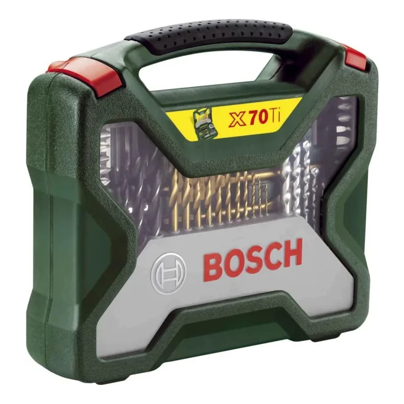 Bosch 70-Piece Twist Drill Bit Set for Multi-Material, HSS, 1.5 mm Min to 32 mm Max, Titanium-Coated Steel 2607019329