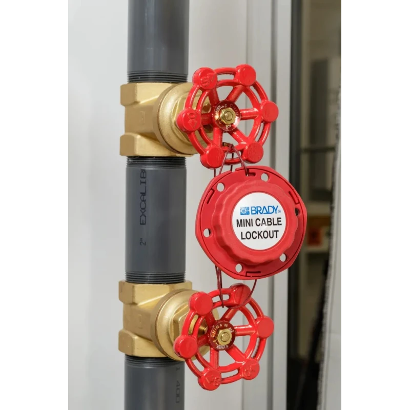 Brady Red 6-Lock Glass Filled Nylon Cable Lockout Device with 7.87 mm Shackle MINI CABLE LOCKOUT WITH STEEL CABLE 2.4M