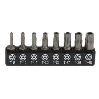 RS PRO Tamperproof Torx Screwdriver Bit Set, 8 Pieces, Chrome Molybdenum Vanadium Steel, 25 mm Length 615-9170