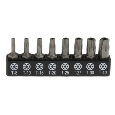 RS PRO Tamperproof Torx Screwdriver Bit Set, 8 Pieces, Chrome Molybdenum Vanadium Steel, 25 mm Length 615-9170