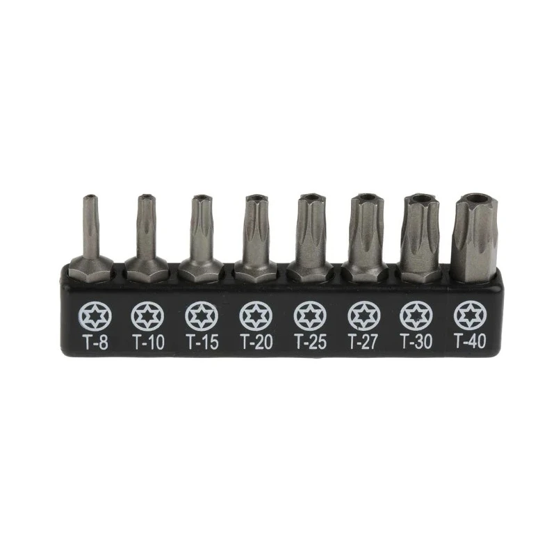RS PRO Tamperproof Torx Screwdriver Bit Set, 8 Pieces, Chrome Molybdenum Vanadium Steel, 25 mm Length 615-9170
