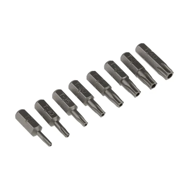 RS PRO Tamperproof Torx Screwdriver Bit Set, 8 Pieces, Chrome Molybdenum Vanadium Steel, 25 mm Length 615-9170
