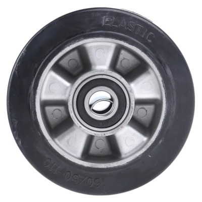 RS PRO Black Rubber Trolley Wheel, Load Capacity 300 kg, Diameter 160 mm, Width 50 mm, Aluminium Hub, Ball Bearing 621-9553
