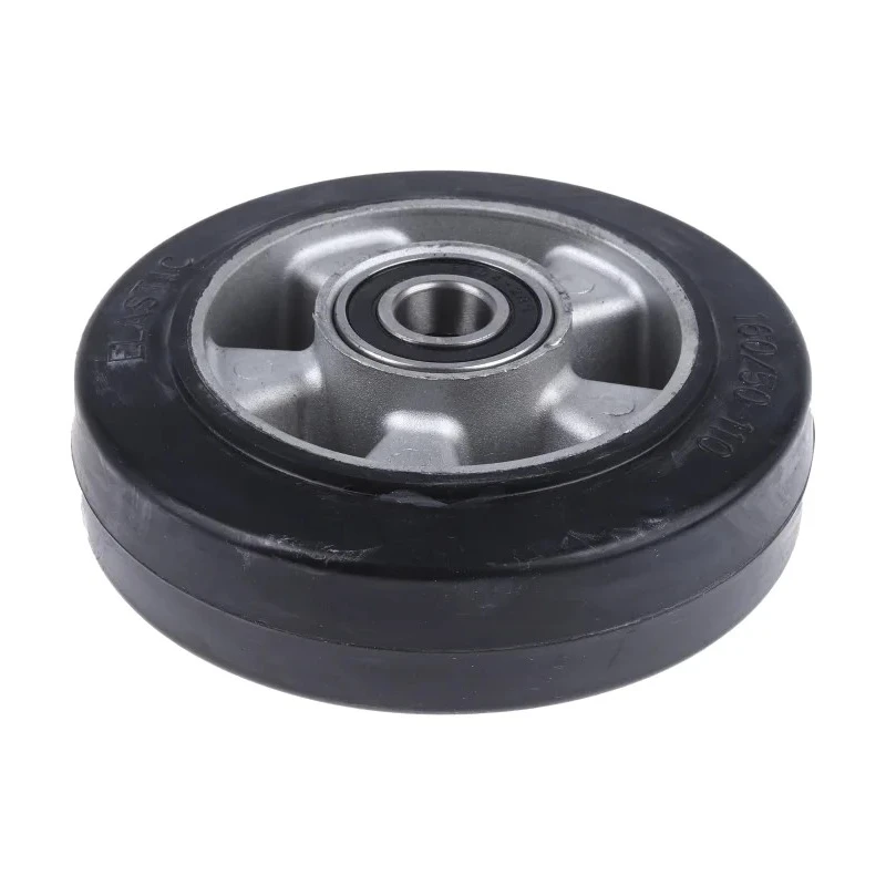 RS PRO Black Rubber Trolley Wheel, Load Capacity 300 kg, Diameter 160 mm, Width 50 mm, Aluminium Hub, Ball Bearing 621-9553