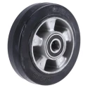 RS PRO Black Rubber Trolley Wheel, Load Capacity 300 kg, Diameter 160 mm, Width 50 mm, Aluminium Hub, Ball Bearing 621-9553