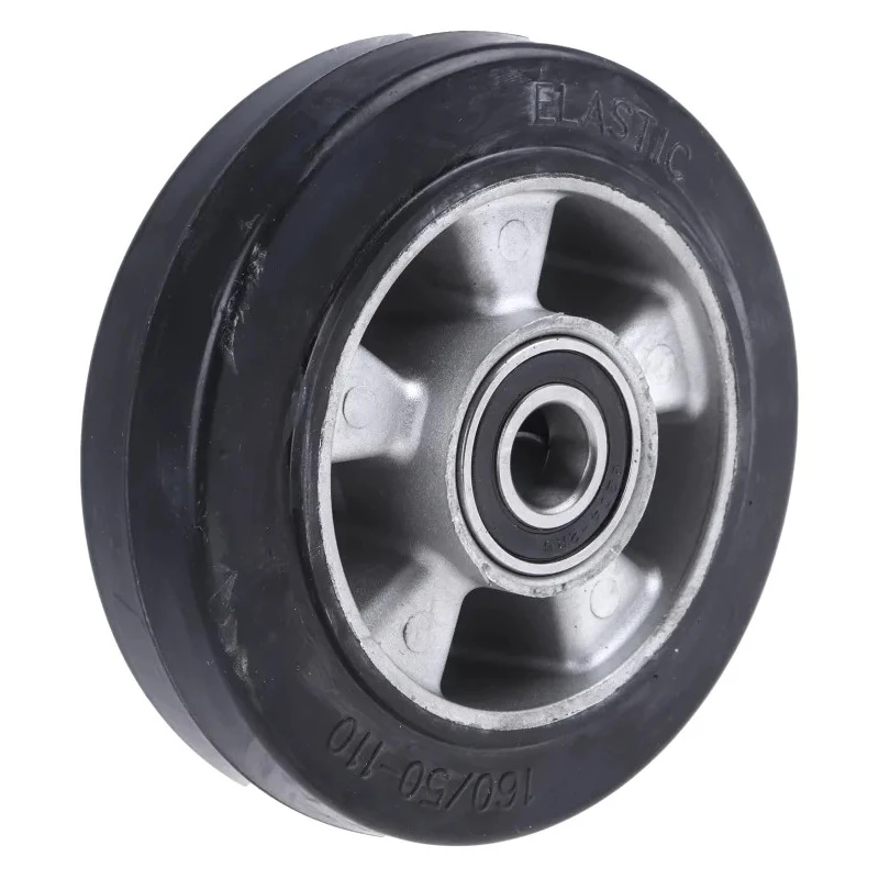 RS PRO Black Rubber Trolley Wheel, Load Capacity 300 kg, Diameter 160 mm, Width 50 mm, Aluminium Hub, Ball Bearing 621-9553