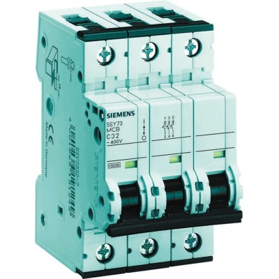 Siemens SENTRON Miniature Circuit Breaker 3-Pole 2A Type C 400V AC 15kA Breaking Capacity 5SY7302-7