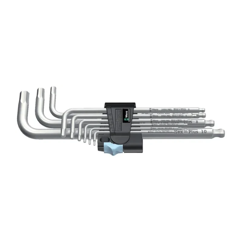 Wera 9 Piece L Metric Hex Key Set Stainless Steel Hex Ball End 1.5 to 10 mm 05022720001