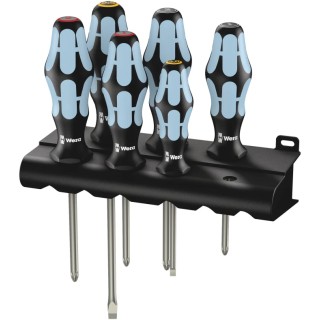 Wera Phillips, Pozidriv, Slotted Standard Screwdriver Set, Stainless Steel, 6-Piece 05032063001