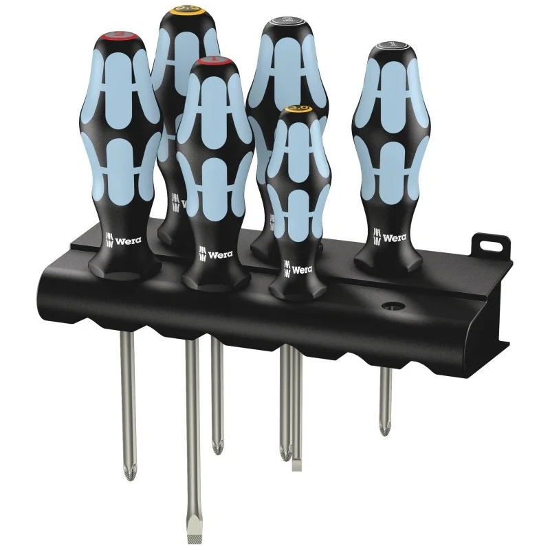 Wera Phillips, Pozidriv, Slotted Standard Screwdriver Set, Stainless Steel, 6-Piece 05032063001