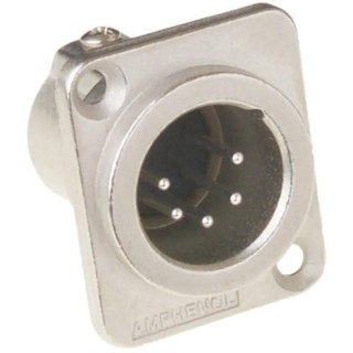 Amphenol PCD US Panel XLR Connector, Straight Orientation, 133V, 7.5A, Male, 5 Contacts, Silver Plating AC5MDZ