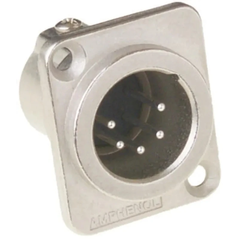 Amphenol PCD US Panel XLR Connector, Straight Orientation, 133V, 7.5A, Male, 5 Contacts, Silver Plating AC5MDZ