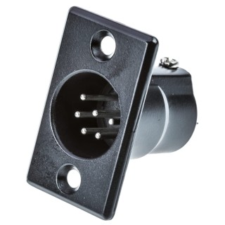 Amphenol Industrial Panel XLR Connector, Straight 6 Way Male, 133V, Silver Plating AC6AMPNZB