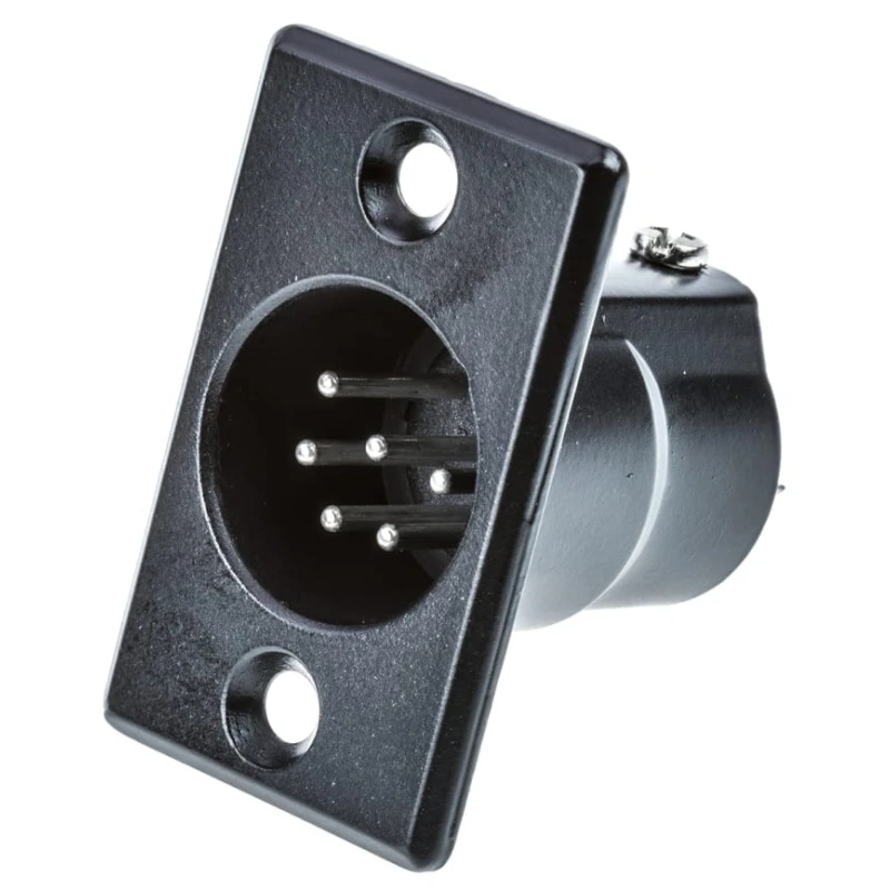 Amphenol Industrial Panel XLR Connector, Straight 6 Way Male, 133V, Silver Plating AC6AMPNZB