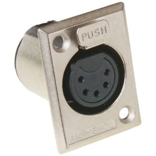 Amphenol Industrial Panel XLR Connector, Straight Orientation, 133V Voltage, 7.5A Current, Female Contact AC5FPZ