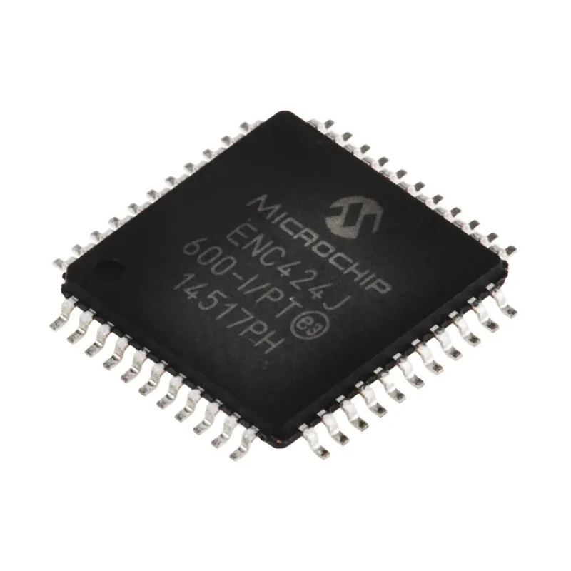 Microchip 44-Pin TQFP Controller IC 3.3V 100 Mbps Serial-SPI Full Duplex/Half Duplex ENC424J600-I/PT