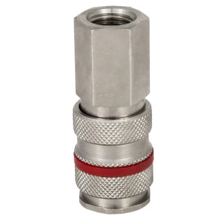 RS PRO Steel and Brass Pneumatic Quick Connect Coupling 1/4 in Female and Male gR Thread 35 Bar Max Pressure 100°C 667-1768