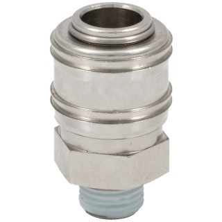 RS PRO Brass Pneumatic Quick Connect Coupling Thread Size 3/8 in Male G Nickel Finish 35 bar Maximum Pressure 100°C 667-1998