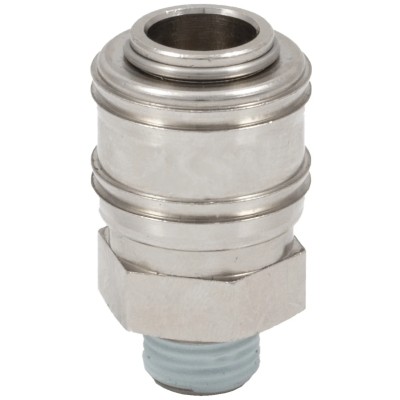 RS PRO Brass Pneumatic Quick Connect Coupling Thread Size 3/8 in Male G Nickel Finish 35 bar Maximum Pressure 100°C 667-1998