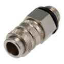 RS PRO Brass Pneumatic Quick Connect Coupling 1/4 in Male G Single Shut Off with Valve 667-1844